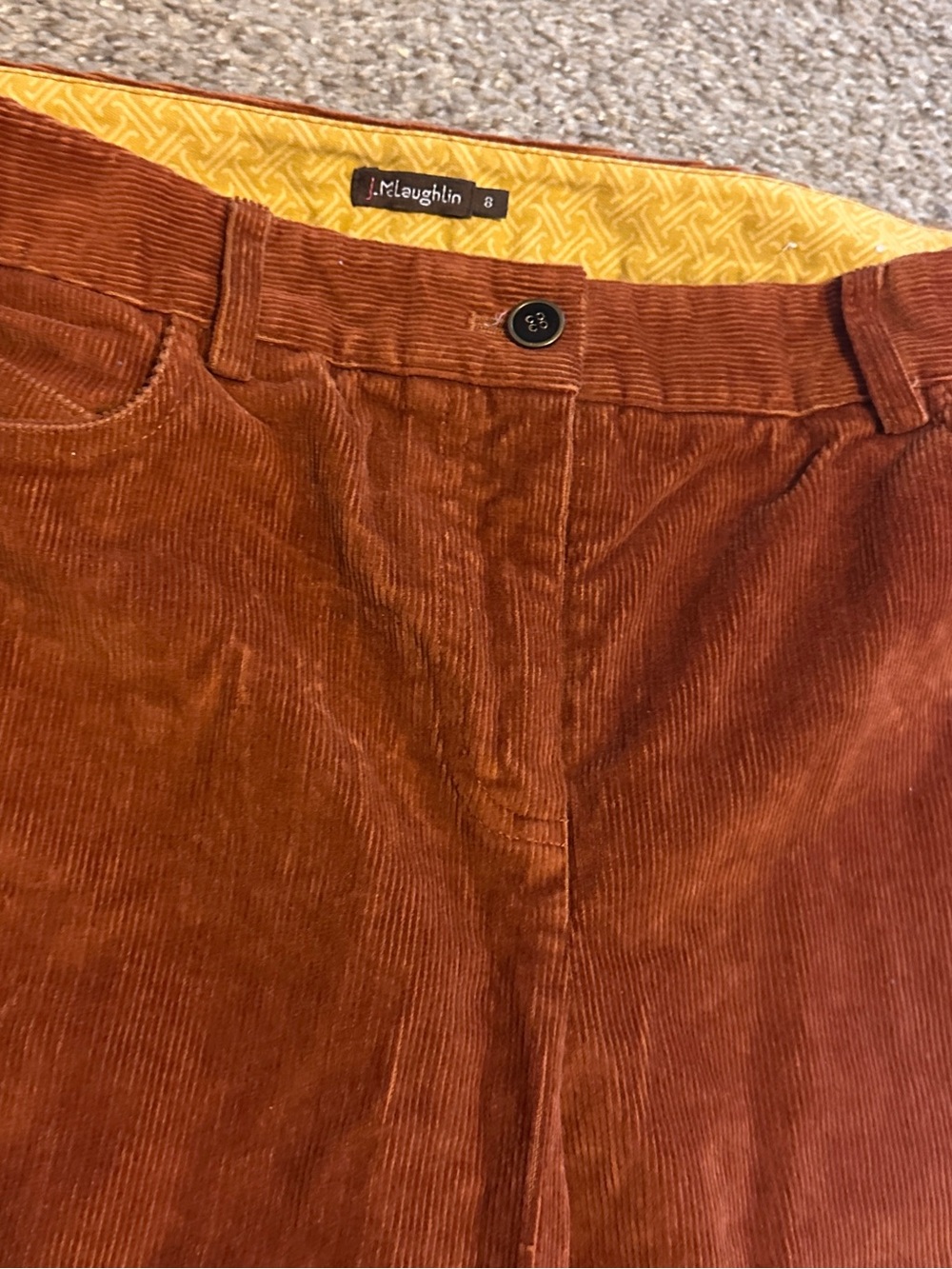 J. McLaughlin Burnt Orange Corduroy Pants Women’s Size 8 Fall Academia Preppy - Picture 4 of 15